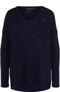 Хлопковый пуловер фактурной вязки с V-образным вырезом Polo Ralph Lauren