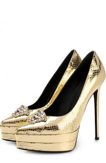 Туфли Palazzo из металлизированной кожи на шпильке Versace