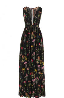 Приталенное шелковое платье-макси с цветочным принтом No. 21