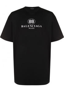 Хлопковая футболка с логотипом бренда Balenciaga