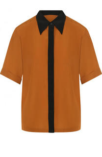 Шелковая блуза с контрастной отделкой и коротким рукавом Dries Van Noten