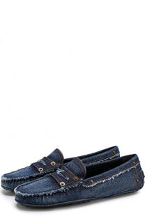 Мокасины из денима с потертостями Tod’s Tods