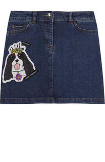 Джинсовая мини-юбка с аппликациями Dolce &amp; Gabbana