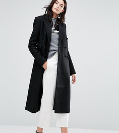Двубортное пальто слим ASOS TALL - Черный