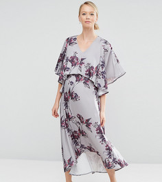 Платье миди 2 в 1 для беременных с асимметричным краем Hope &amp; Ivy Maternity - Серый