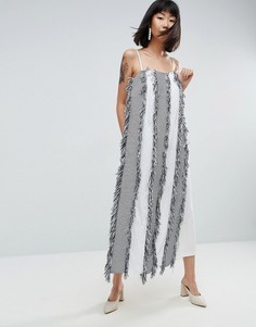 Платье-комбинезон макси с бахромой ASOS WHITE - Мульти