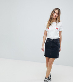 Черная джинсовая юбка с завышенной талией ASOS PETITE - Черный