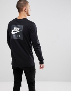 Черный лонгслив с принтом на рукавах Nike Air 893392-010 - Черный