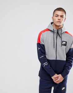 Худи серого цвета на молнии с принтом Nike Air 886044-092 - Серый