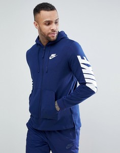 Худи темно-синего цвета на молнии с принтом Nike Hybrid 885945-429 - Темно-синий