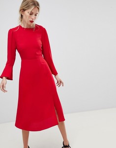 Платье миди с расклешенными рукавами ASOS - Красный