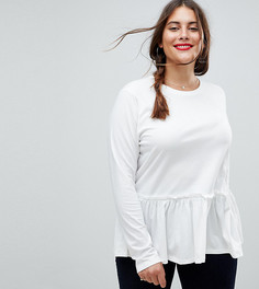 Свободный топ с оборкой ASOS CURVE - Кремовый