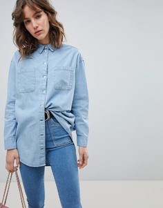 Выбеленная синяя джинсовая oversize-рубашка ASOS - Синий