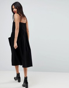 Платье миди на бретельках ASOS - Черный