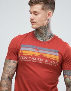 Футболка узкого кроя с принтом в винтажном стиле Jack &amp; Jones Vintage - Красный