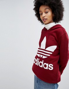 Худи бордового цвета с логотипом-трилистником adidas Originals - Красный