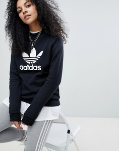 Свободный черный свитшот adidas Originals adicolor - Черный