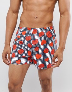 Тканые боксеры в клетку с принтом роз и сердец ASOS Valentines - Розовый