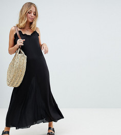 Платье макси с овальным вырезом ASOS PETITE - Черный