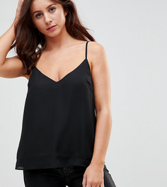 Двухслойный свободный топ на бретелях для большой груди ASOS PETITE - Черный