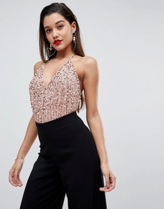 Боди с отделкой пайетками ASOS - Розовый