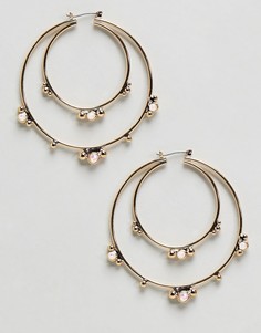 Серьги-кольца с камнями ASOS - Золотой