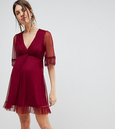 Короткое приталенное платье с кружевом ASOS MATERNITY - Фиолетовый