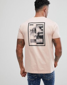 Свободная футболка с текстовым принтом ASOS - Розовый