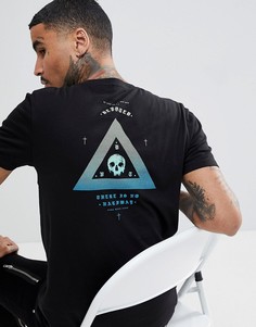 Черная футболка с градиентным принтом черепа ASOS - Черный