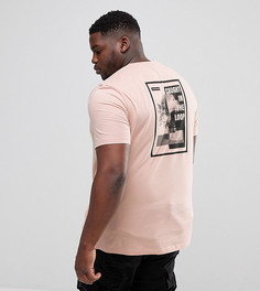 Розовая свободная футболка с принтом на спине ASOS PLUS - Розовый