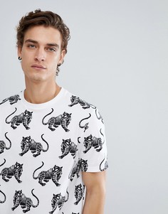 Свободная футболка с принтом тигров ASOS - Белый