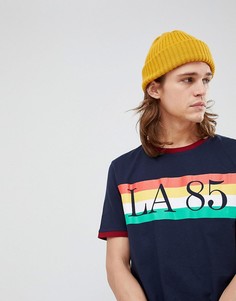 Свободная футболка с принтом ASOS - Темно-синий