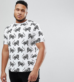 Свободная футболка с принтом тигров ASOS PLUS - Белый