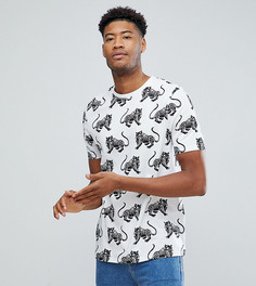 Свободная футболка с принтом тигров ASOS TALL - Белый
