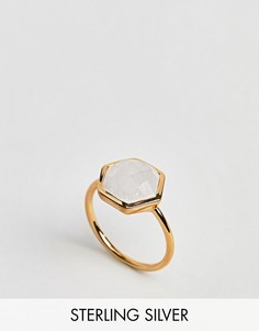 Кольцо с шестигранным лунным камнем Carrie Elizabeth - Золотой