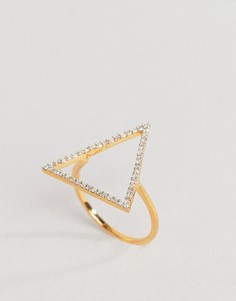 Кольцо с треугольным элементом и бриллиантами Carrie Elizabeth - Золотой
