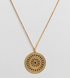 Ожерелье с золотистой подвеской-диском в ацтекском стиле Carrie Elizabeth - Серебряный
