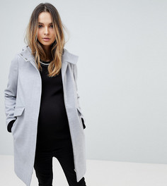 Узкое пальто с капюшоном и молнией ASOS MATERNITY - Серый