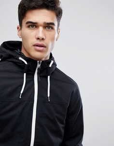 Легкая куртка с капюшоном и контрастной молнией Jack & Jones Originals - Черный