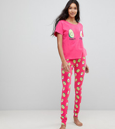 Пижамная футболка и леггинсы с принтом авокадо и яиц ASOS TALL - Мульти