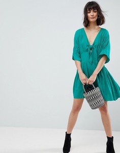 Повседневное чайное платье мини с бантом ASOS - Зеленый