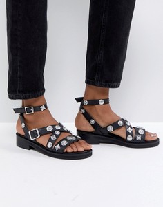 Кожаные сандалии ASOS FINISH - Черный