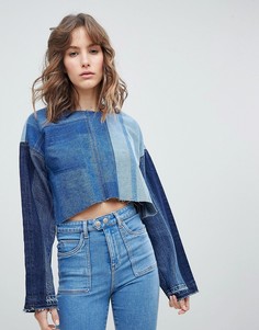 Джинсовый топ с длинными рукавами ASOS - Синий