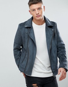 Серая байкерская куртка из искусственной замши ASOS - Серый