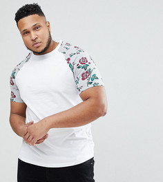 Футболка с рукавами реглан с цветочным принтом ASOS PLUS - Белый