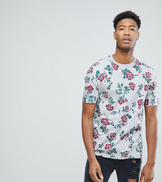 Удлиненная футболка с цветочным принтом ASOS TALL - Серый