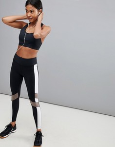 Черные леггинсы колор блок Reebok Training - Черный