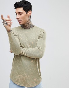 Супердлинный лонгслив с эффектом кислотной стирки ASOS - Бежевый