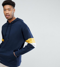 Худи свободного кроя с рукавами колор блок ASOS TALL - Темно-синий