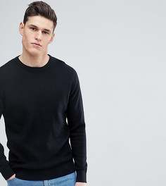Трикотажный джемпер с круглым вырезом Selected Homme TALL - Черный